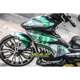 Tem Trùm Exciter 150 Cá Mập Rỉ Xanh Bạc