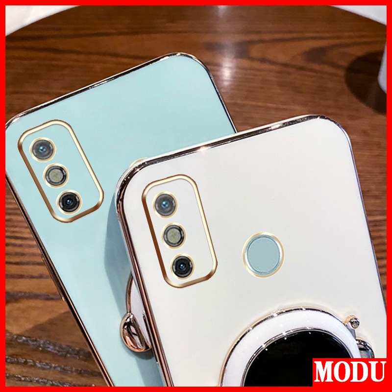 Ốp Điện Thoại Màu Macaron Có Giá Đỡ Mạ Điện Cao Cấp Cho Infinix Tecno Spark 6 Go KE5j KE5k