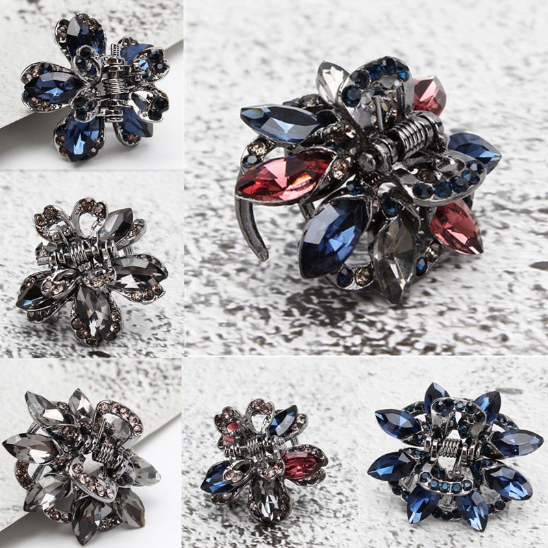 (Hàng Mới Về) Kẹp Tóc Hình Hoa Đính Đá Cổ Điển Cho Nữ