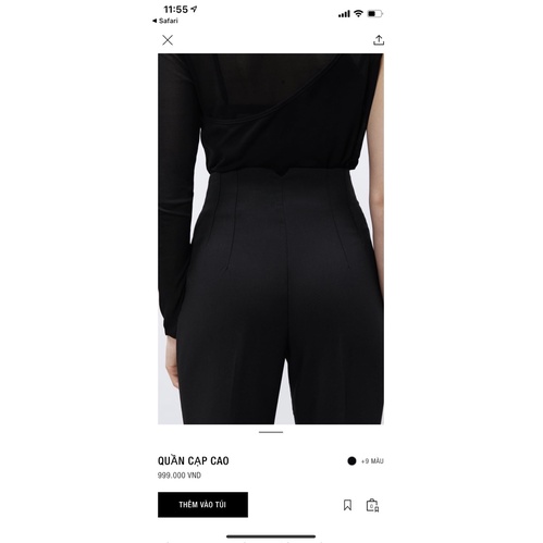Quần Trousers Nữ Lỉa Cúc Ống Suông Đen ZR