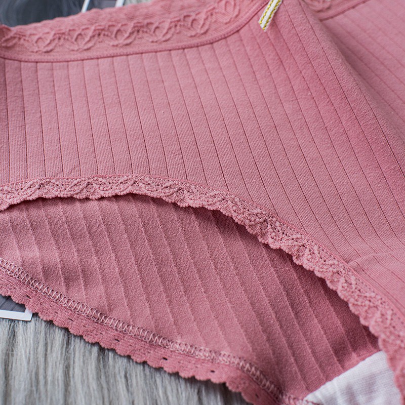 Quần Lót Nữ ❤️FREESHIP❤️ Quần Lót Cotton gân tăm phối viền ren đính nơ điệu đà mã U8