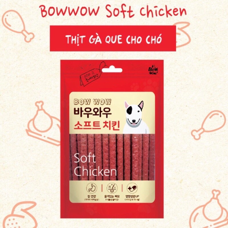 [ 150g ] Snack thịt que mềm Bowwow Stick Jerky vị Cá Hồi / Gà cho chó