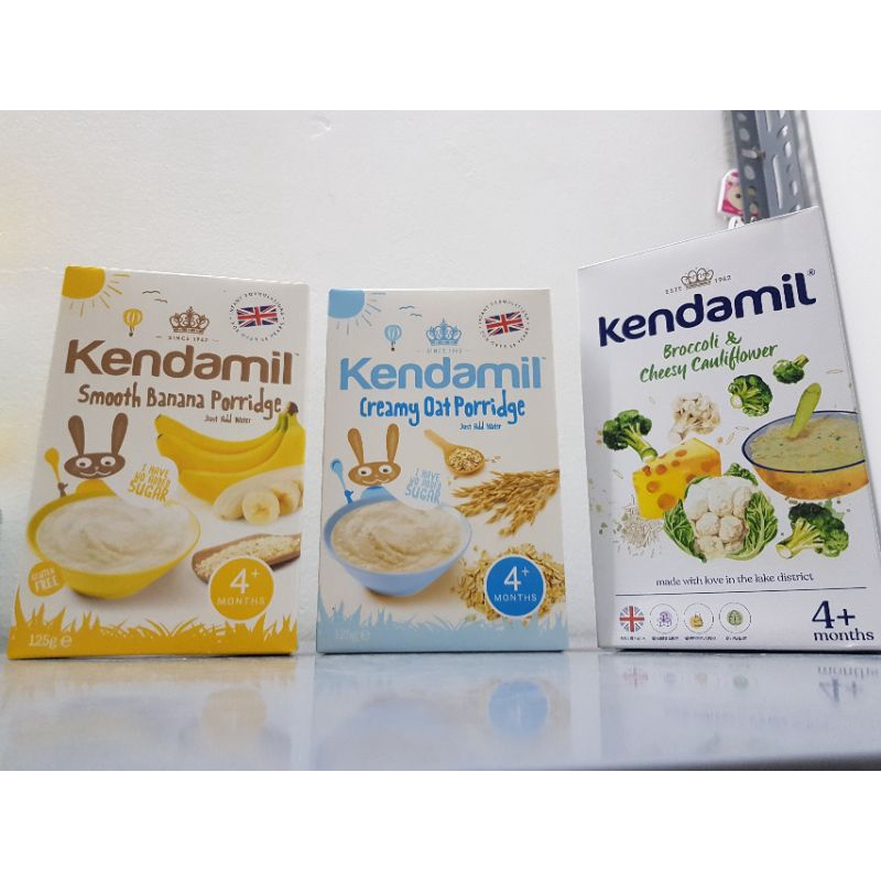 Bột ăn dặm Kendamil cho bé từ 4m các vị Chuối, Yến mạch,Bông cải xanh súp lơ phô mai 125gr