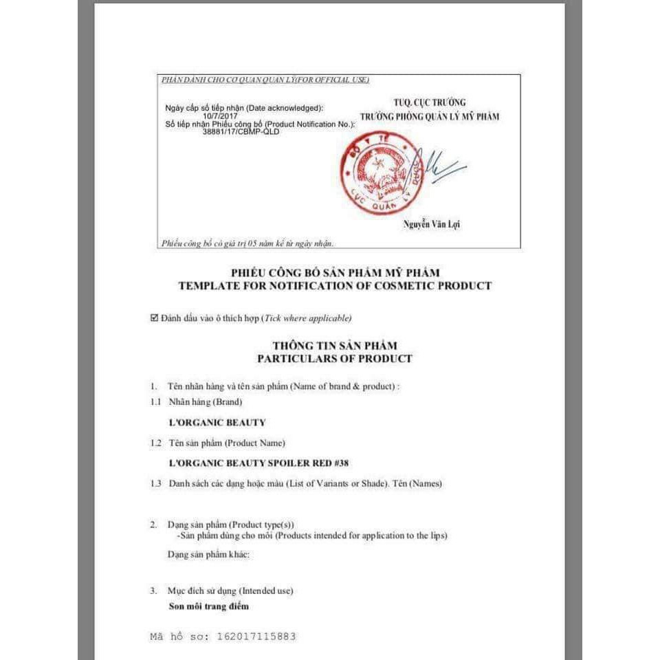 Son L'Oraganic Beauty Linh Nhâm | BigBuy360 - bigbuy360.vn