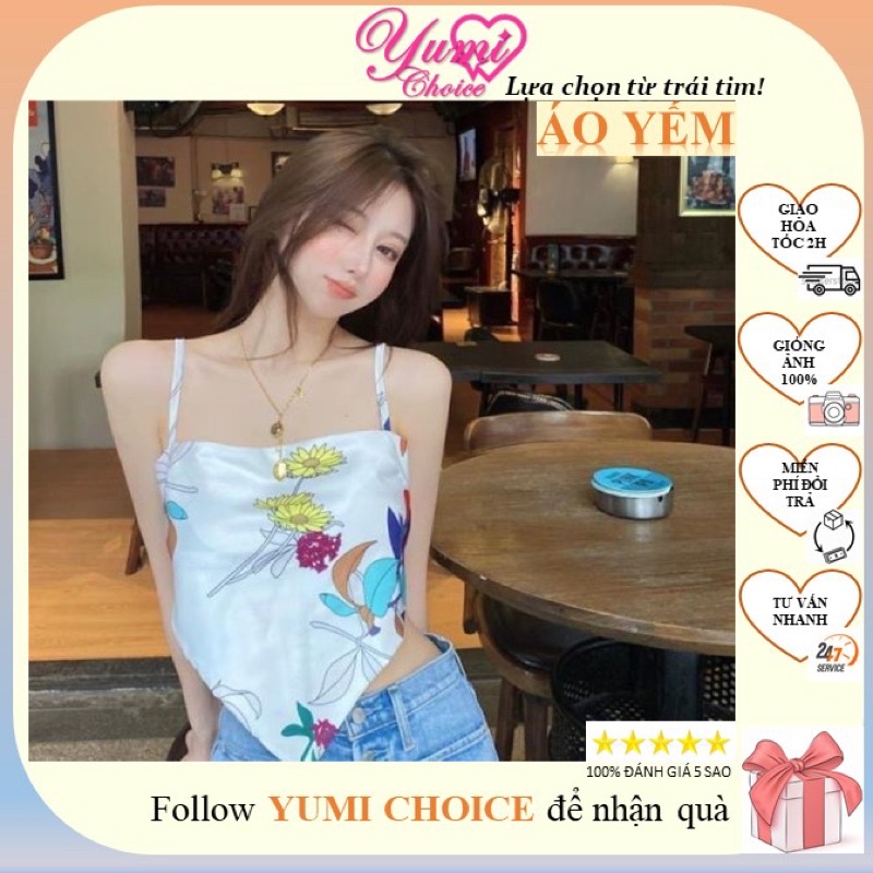 Áo yếm croptop hai dây /FREESHIP/ Áo hai dây in hình hoạ tiết cute hoạ tiết thổ cẩm sành điệu phong cách Hàn Quốc