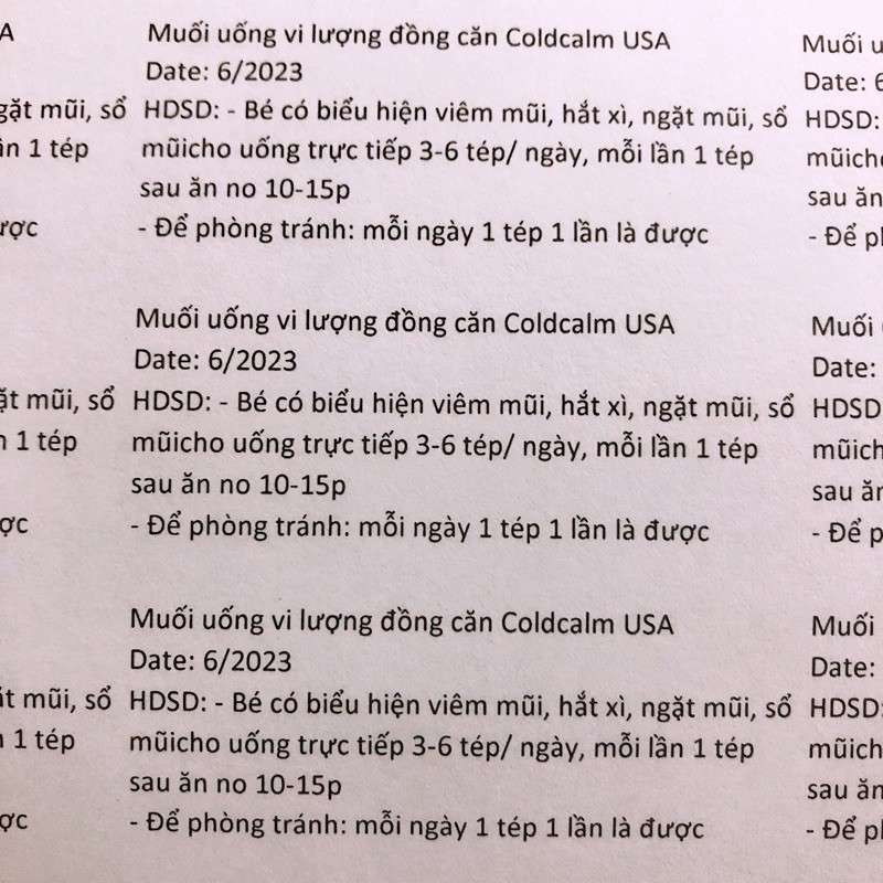Muối đồng căn Cold.calm USA/ Coryzalia 30 tép cho bé từ 1 tháng (Date 2025)