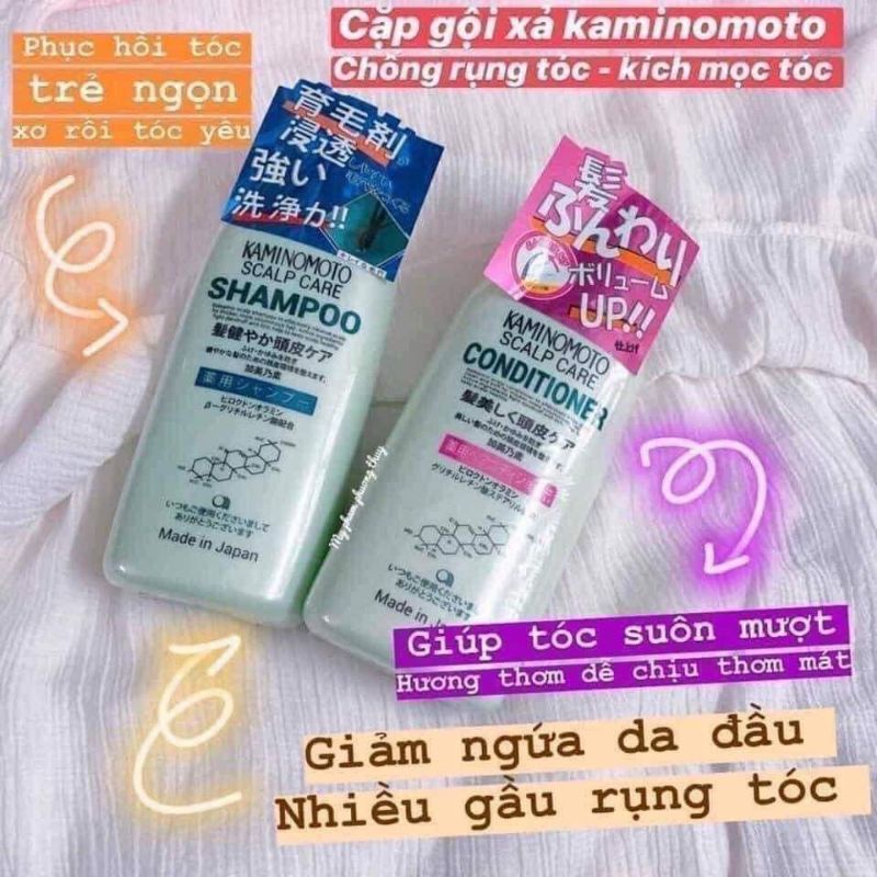 Bộ Dầu Gội &amp; Xả NGĂN RỤNG TÓC - KÍCH MỌC TÓC Kaminomoto Beaumake Don Nhật Bản - Chai 300ml - Dầu gội ngăn rụng tóc