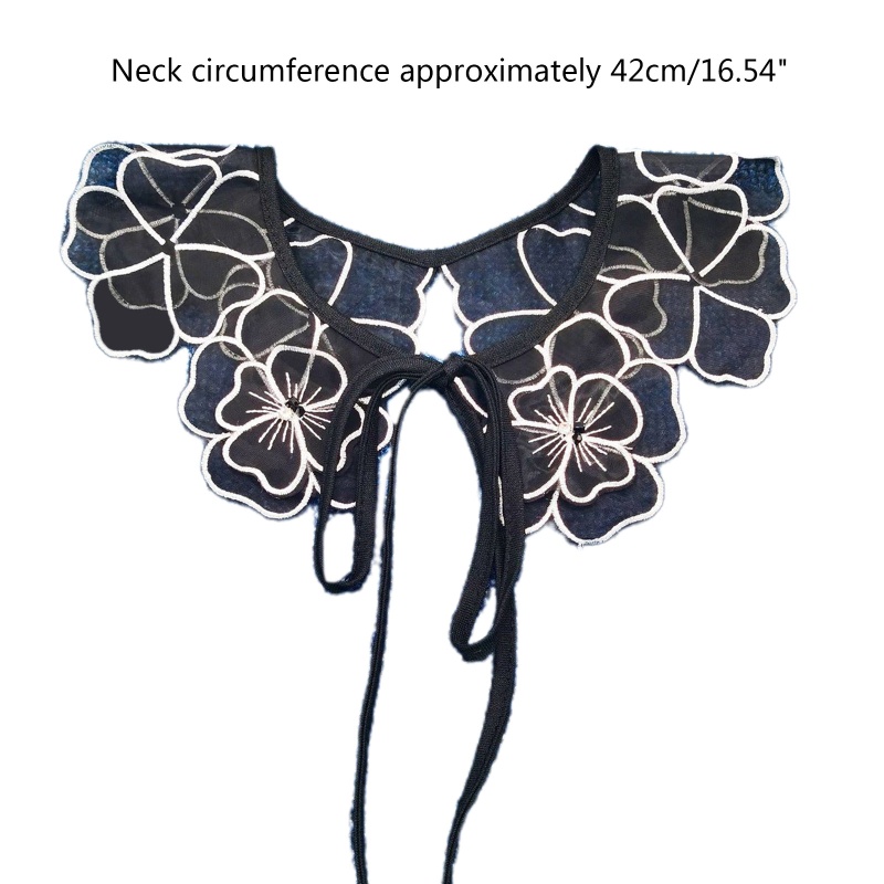 Cổ Áo Rời Nửa Cổ Phối Ren Hoa Có Thể Tháo Rời Cho Nữ