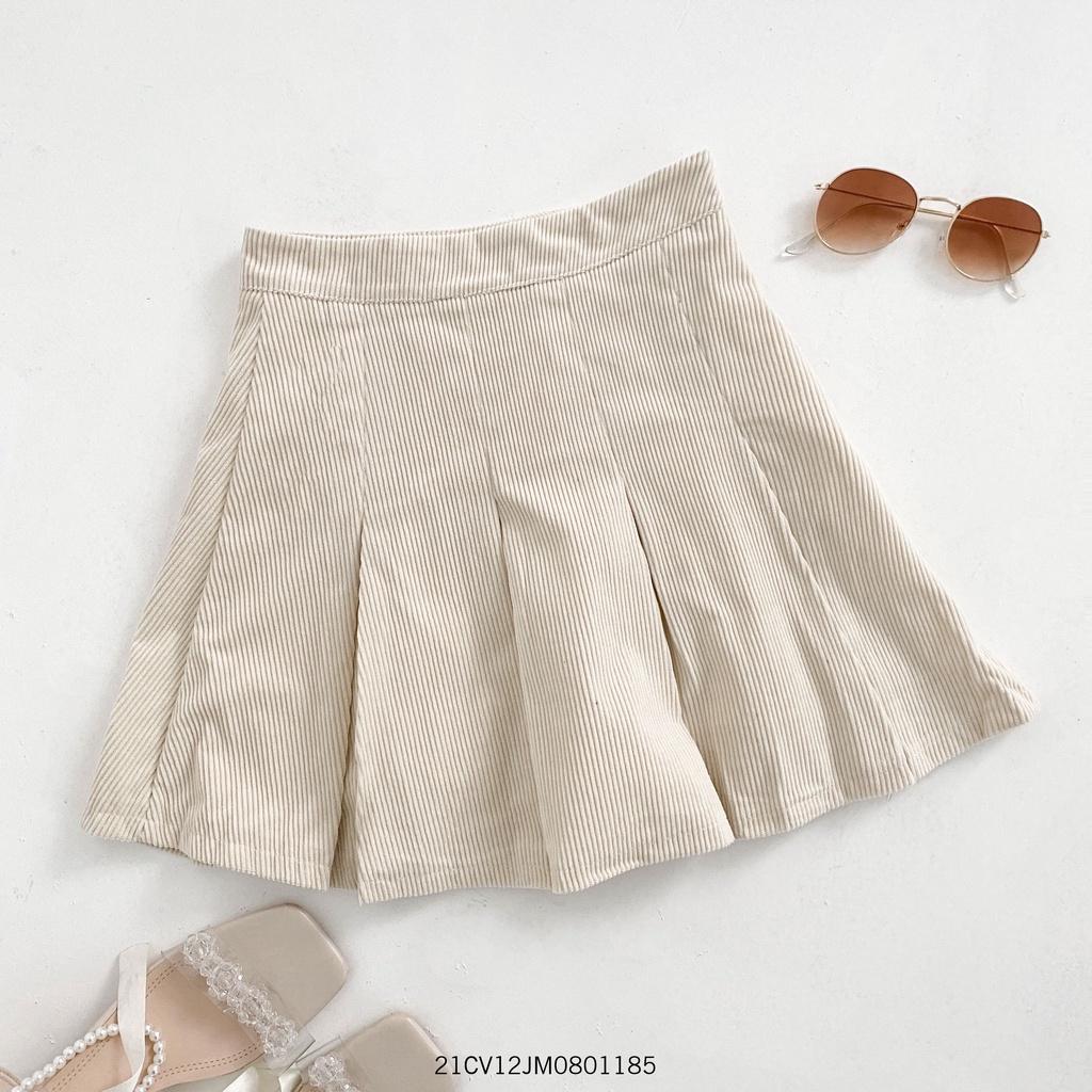 Chân váy ngắn nhung tăm xếp li ulzzang cạp cao thời trang Hàn Quốc thu đông VM STYLE 21CV12JM0801 | BigBuy360 - bigbuy360.vn