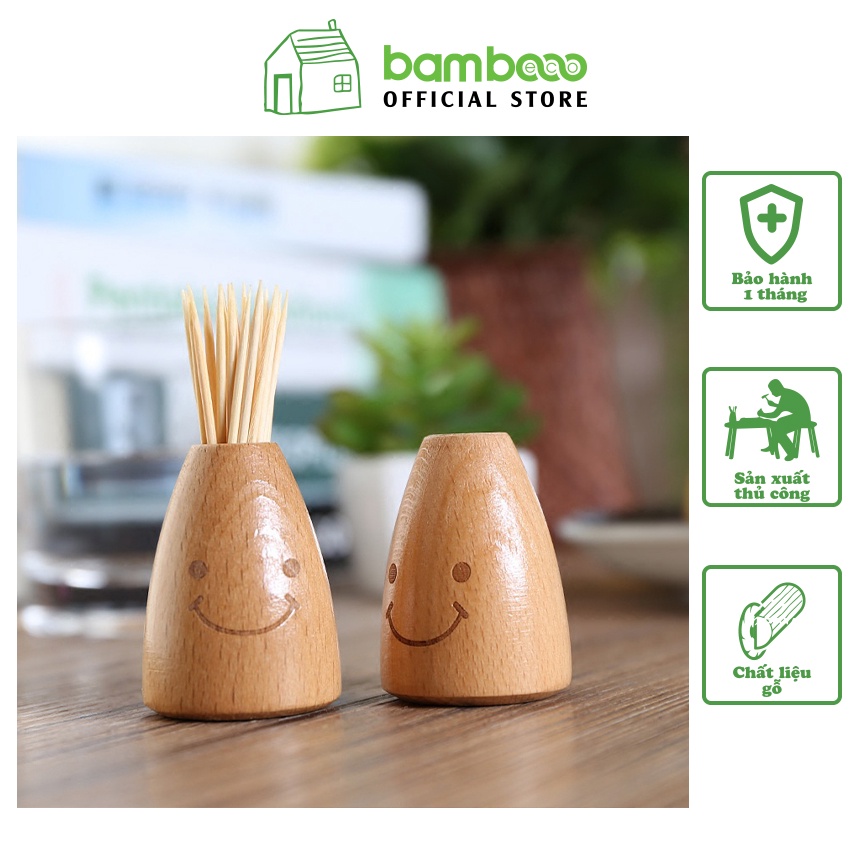 Hũ đựng tăm BAMBOOO ECO bằng gỗ trang trí decor bàn ăn