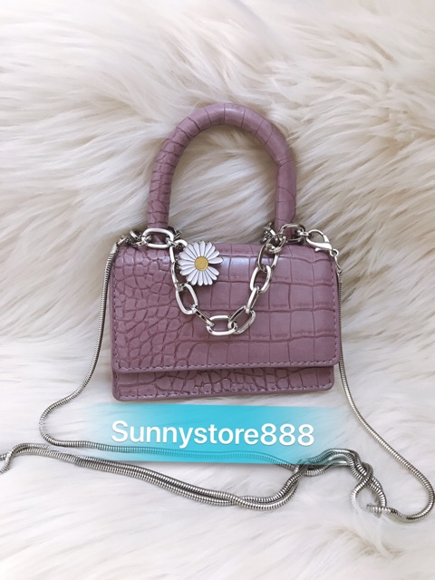 Video thật - so sánh hàng rẻ) Túi hộp hoa cúc da sần 2 size S020