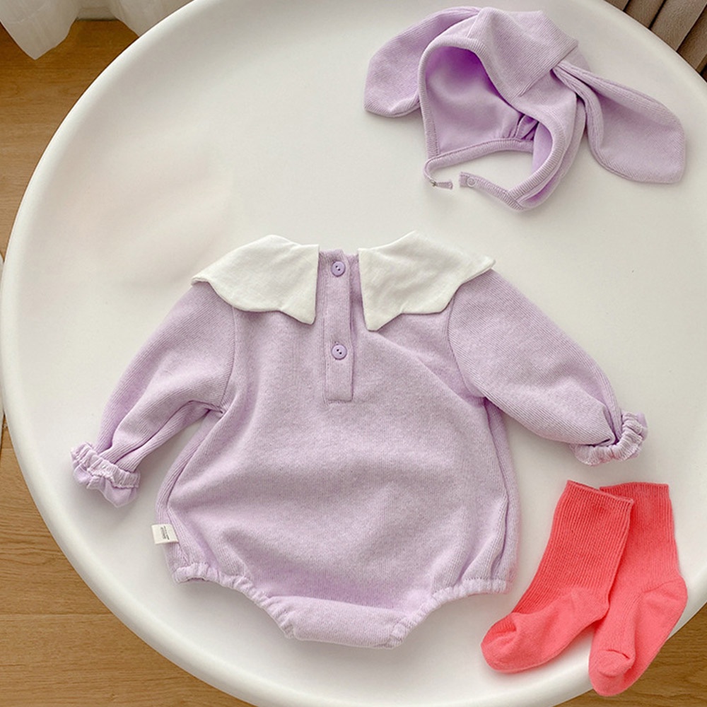 Bộ Áo Liền Quần Thêu Hoa Kèm Nón Cho Bé Gái Sơ Sinh 1 Tuổi