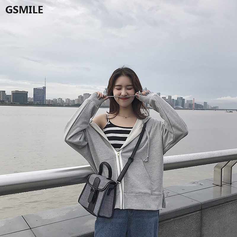 Áo khoác màu trơn có dây khoá kéo phong cách Hàn Quốc