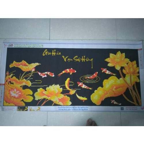 Tranh đã đính đá chỉ đóng khung treo tường, Gia hòa 105*50cm