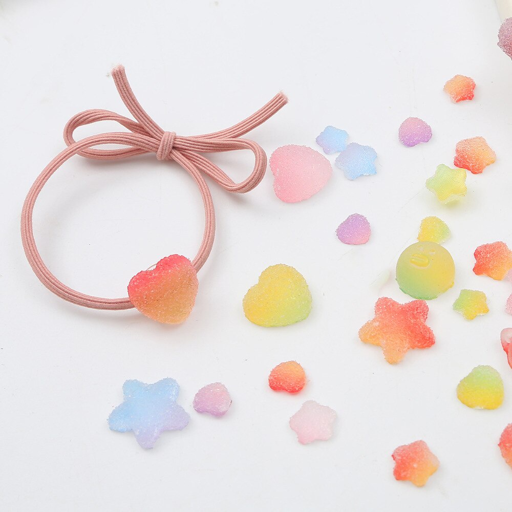 Set 10 / 20 phụ kiện hình trái tim / ngôi sao bằng nhựa dùng để trang trí đIện thoại / kẹp tóc thủ công