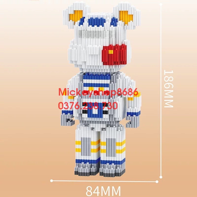 Xếp hình le go Gấu Bearbrick 19cm Đồ chơi lắp ráp mô hình bear brick 3D dễ thương .