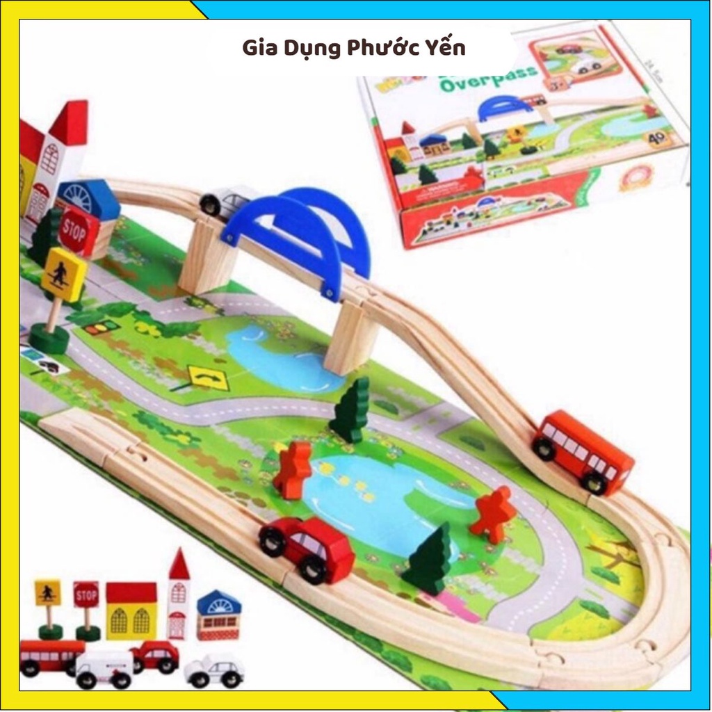 Bộ đồ chơi mô hình giao thông bằng gỗ