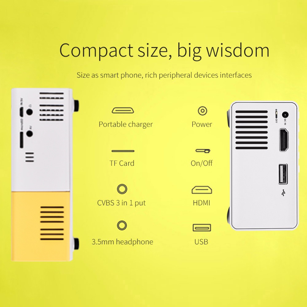 Máy Chiếu Mini Y300 Điện Thoại Máy Chiếu Di Động Laptop Màn Hình Lcd 1080P Máy Chiếu Nhỏ Rạp Hát Tại Nhà