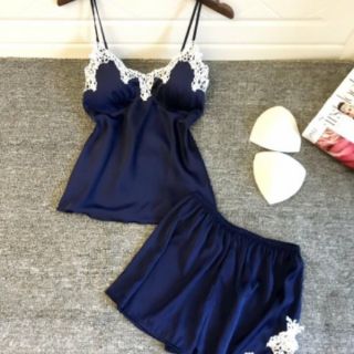 ĐỒ NGỦ ♥️FREESHIP♥️ ĐÙI LỤA 2 DÂY PHỐI REN SEXY