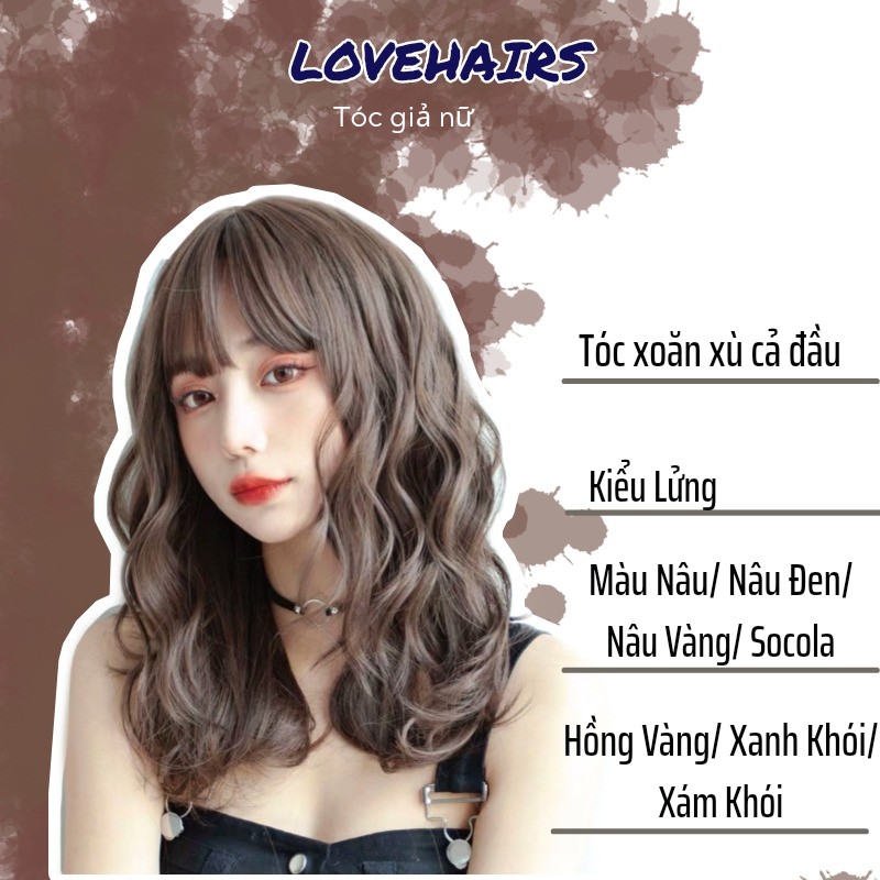 Tóc Giả Cả Đầu Xoăn Xù Lửng Phong Cách Hàn Quốc _TG11 - Love Hairs