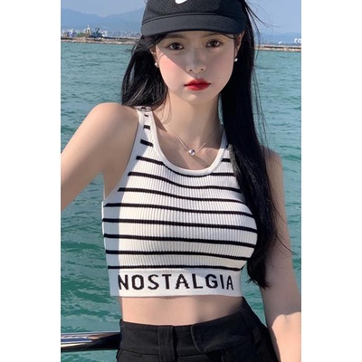 SUXI Áo Croptop Dệt Kim Hoạ Tiết Kẻ Sọc Thời Trang Mùa Hè Cho Phái Nữ