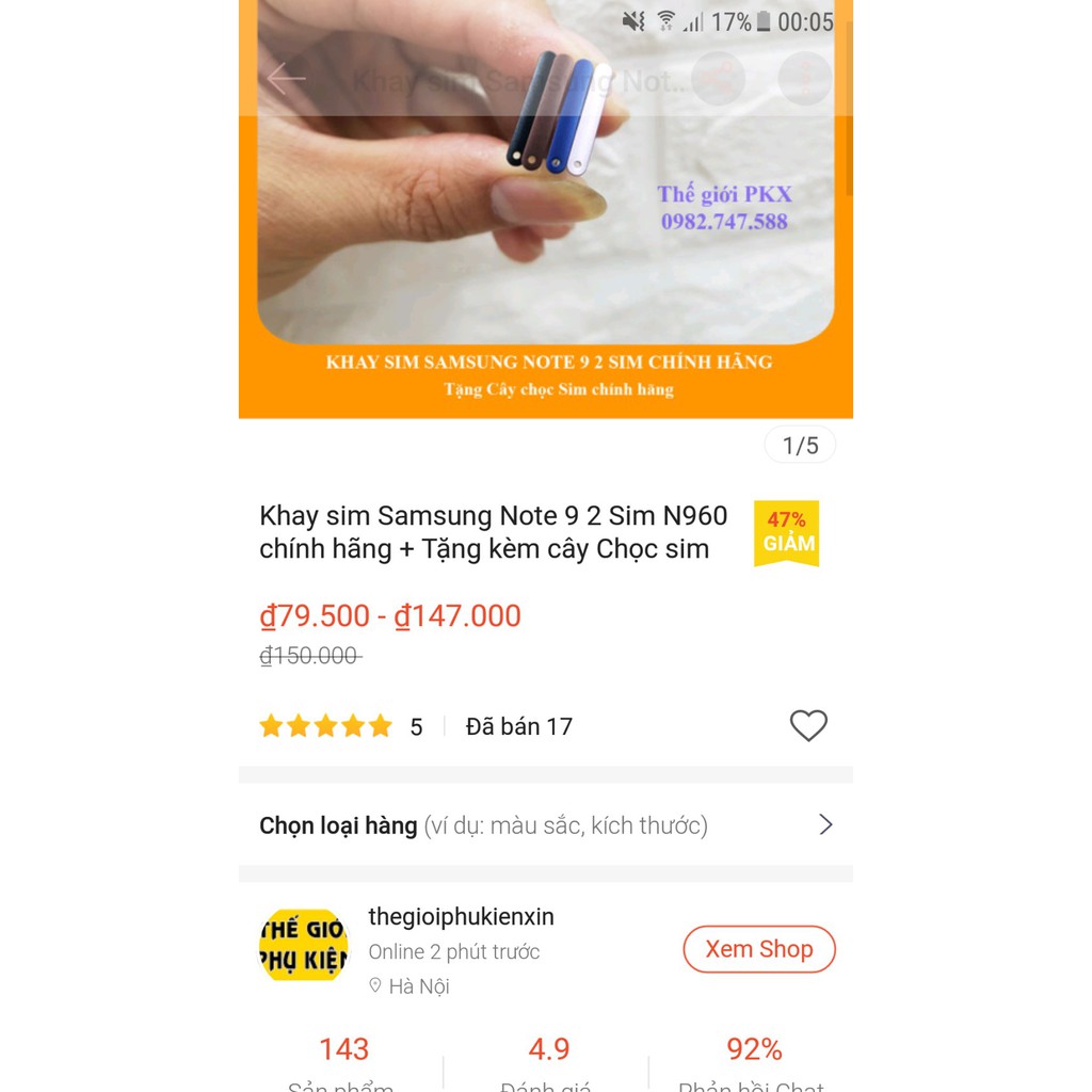 Khay sim Samsung Note 9 2 sim chính hãng N960 + Tặng kèm cây Chọc sim chính hãng