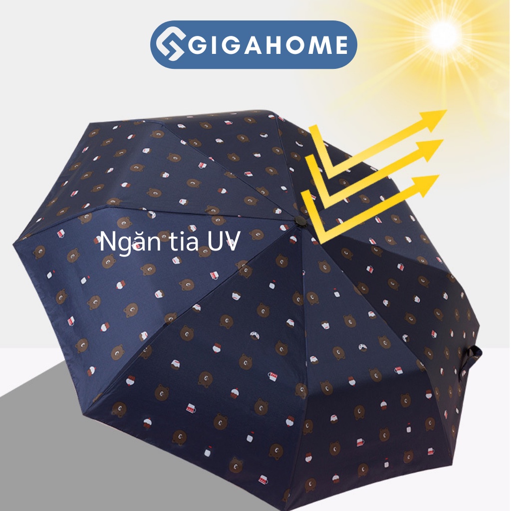 Ô Dù Che Mưa, Đi Nắng Hình Gấu Brown Chống Tia UV GIGAHOME Nhỏ Gọn Dễ Đem Theo 6998