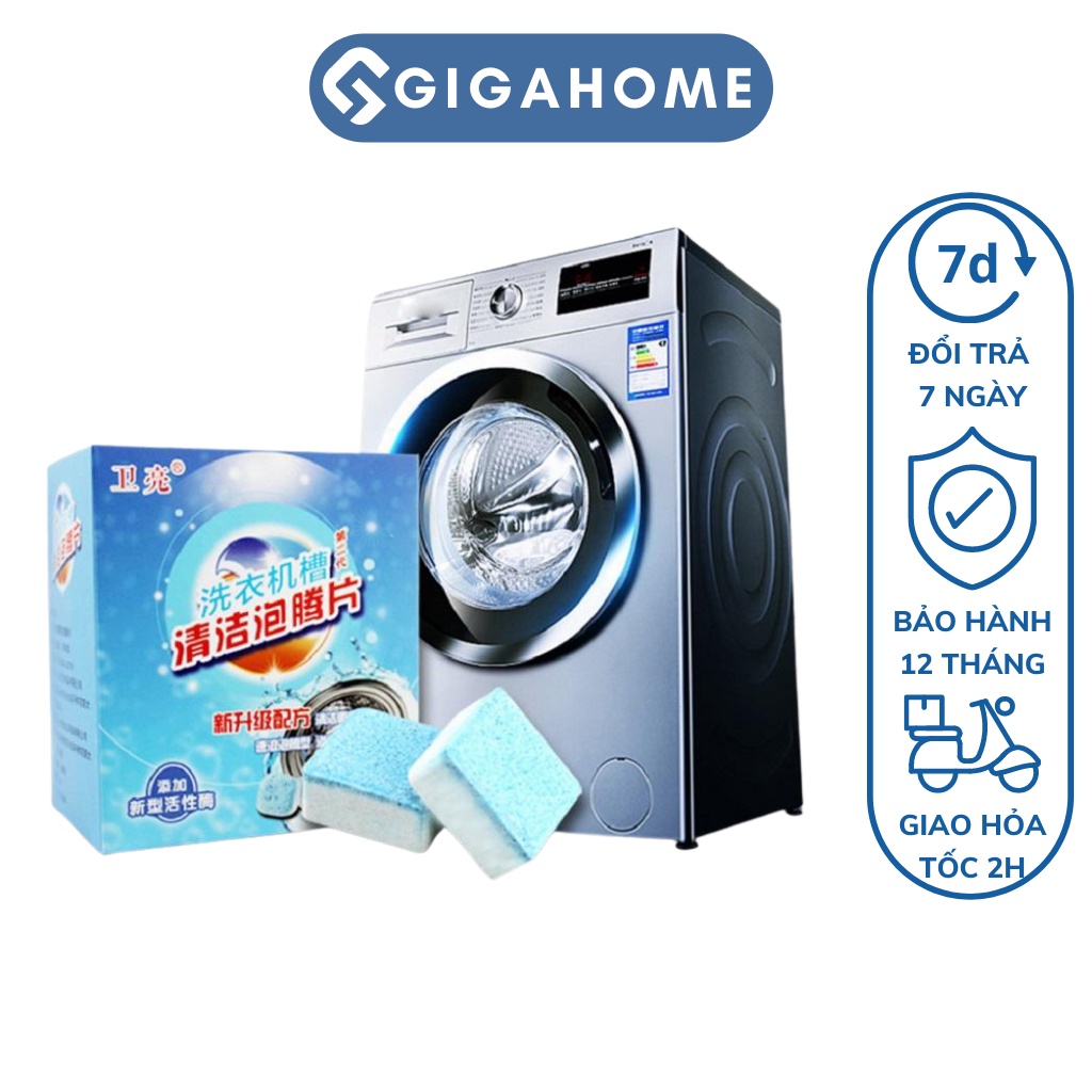 Combo 12 Viên Sủi Vệ Sinh Lồng Máy Giặt GIGAHOME Công Nghê Mới Diet Khuan Khử Mùi 9091