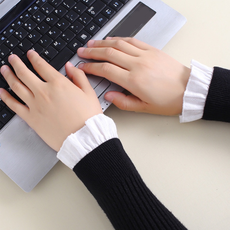 Ống Tay Áo Voan Loe Xếp Ly Nhún Bèo Có Thể Tháo Rời Ấm Áp Cho Nữ