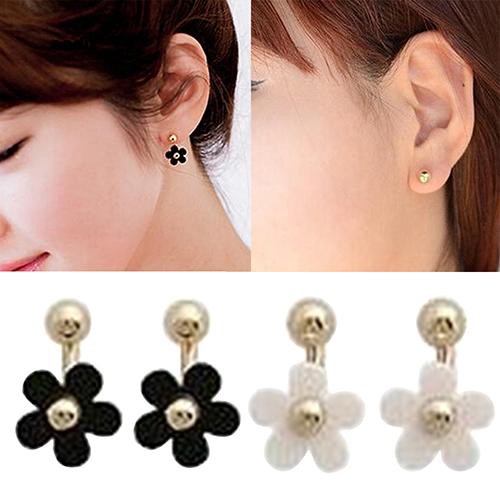 Hoa tai xi vàng hình hoa 2 mặt thiết kế hợp thời trang