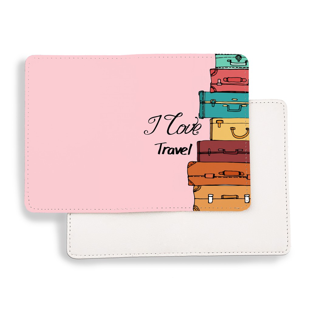 Bao Da Passport Du Lịch I LOVE TRAVEL - Ví Đựng Hộ Chiếu Cover VALI Basic Tiện Lợi - Passport Cover Holder - LT085