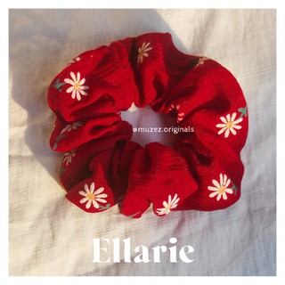 Ellarie - Dây buộc tóc Scrunchies Hoa nhí đỏ đô