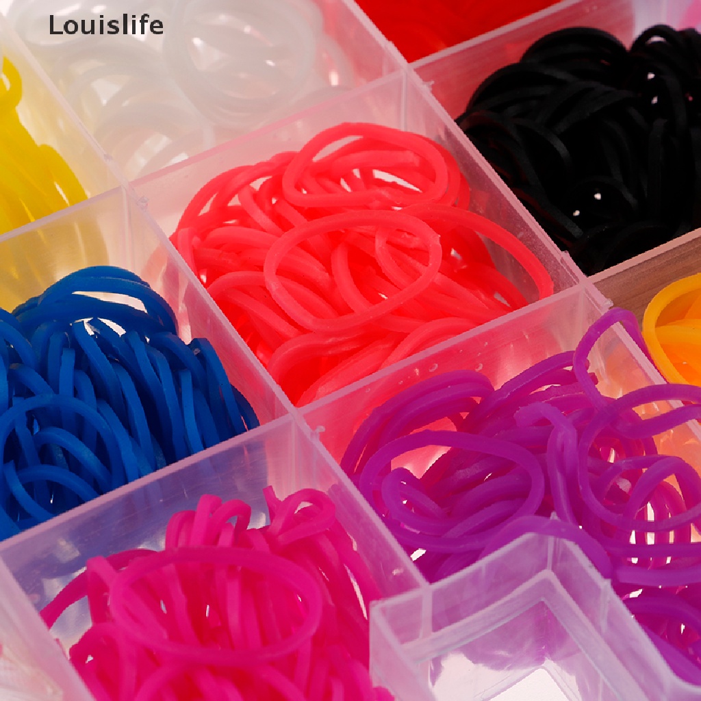 Hộp 600 dây thun cao su nhiều màu làm vòng tay DIY