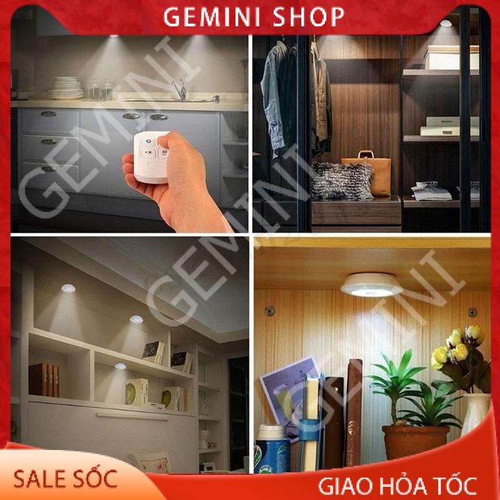 Bộ 3 bóng mini Điều khiển từ xa ánh sáng vàng Đèn led dán tường thông minh treo cầu thang phòng ngủ tủ GY13