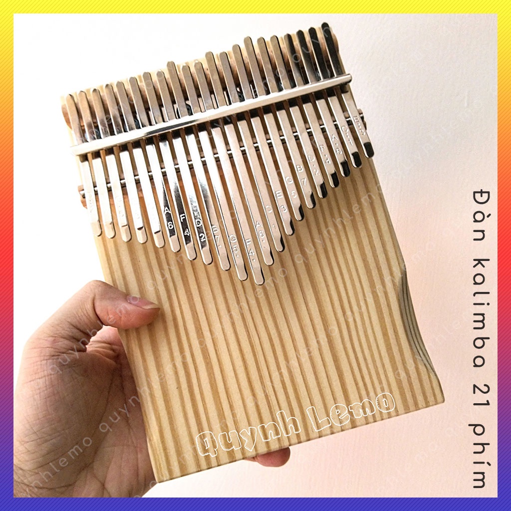 Đàn kalimba 21 phím gỗ thông Mỹ cao cấp QUYNHLEMO, Kalimba 21 phím gỗ tấm nguyên khối âm vang không tịt