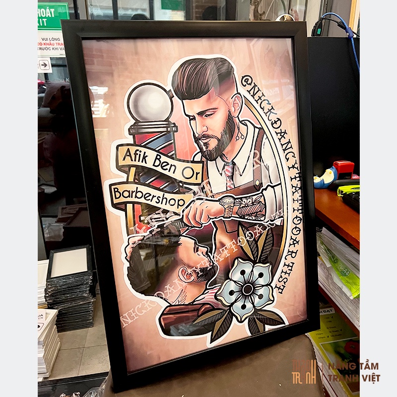 Tranh Decor Barber Shop -Trang Trí Tiệm Hớt Tóc Nam, Phong cách Cổ Điển Cá Tính