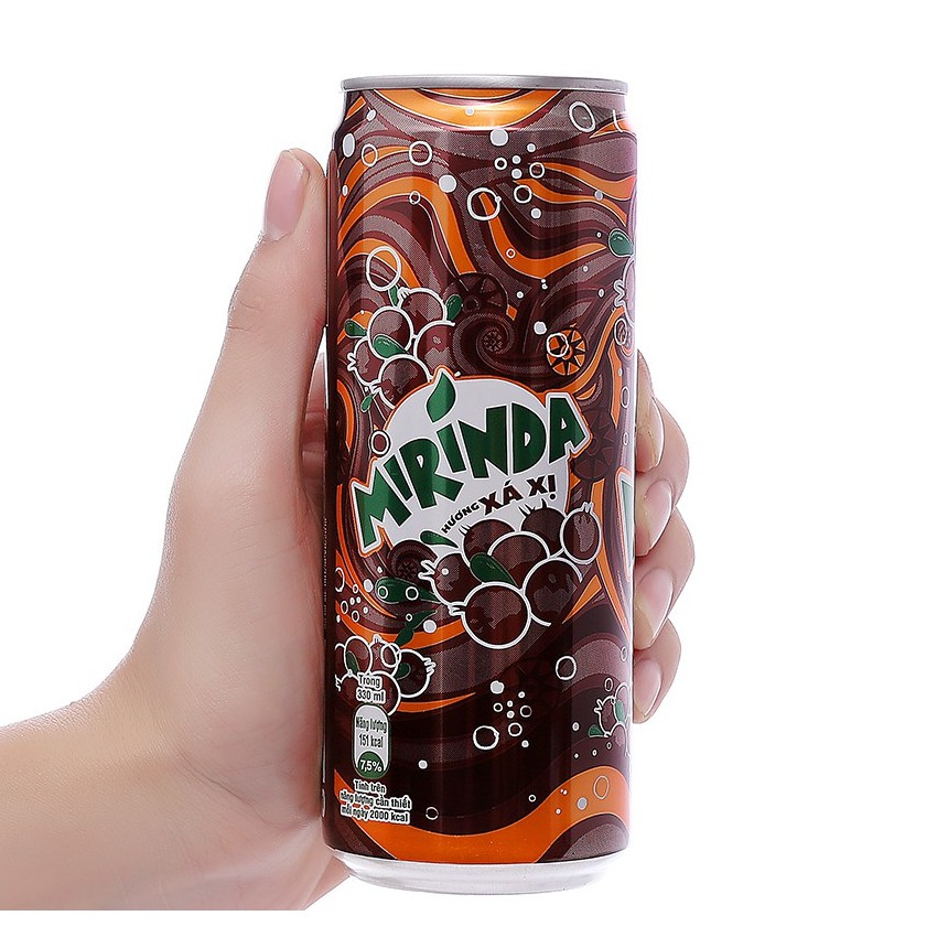 Lốc 6 lon nước ngọt Mirinda xá xị 330ml