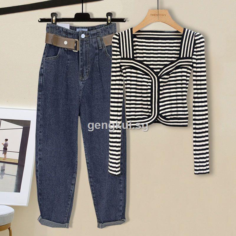 Set Áo Khoác Vest Phối Quần Jean Dài Mỏng Cỡ Lớn Thời Trang Xuân 2022 Mới Trẻ Trung Cho Nữ