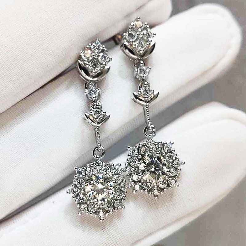 Khuyên Tai Dáng Dài Đính Đá Nhiều Màu Sắc Sang Trọng Cho Nữ
