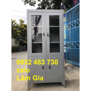 Tủ hồ sơ sắt có kính cao 1m8 rộng 90cm giá rẻ freeship 60p