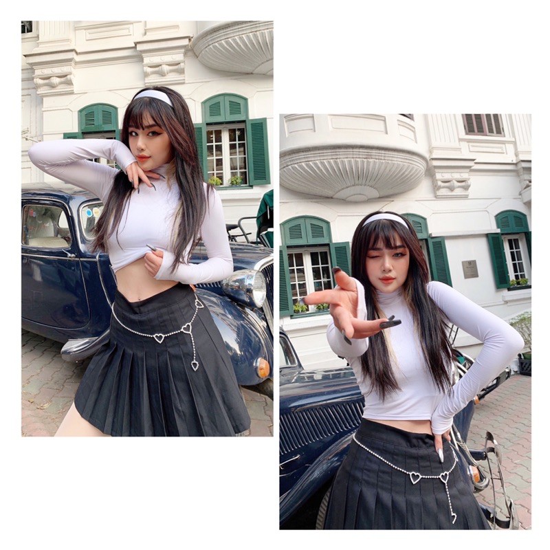 GILLBABY | Áo croptop cổ lọ ôm body tay dài form đẹp chất xịn tôn dáng sexy (HIGHNECK CROPTOP))