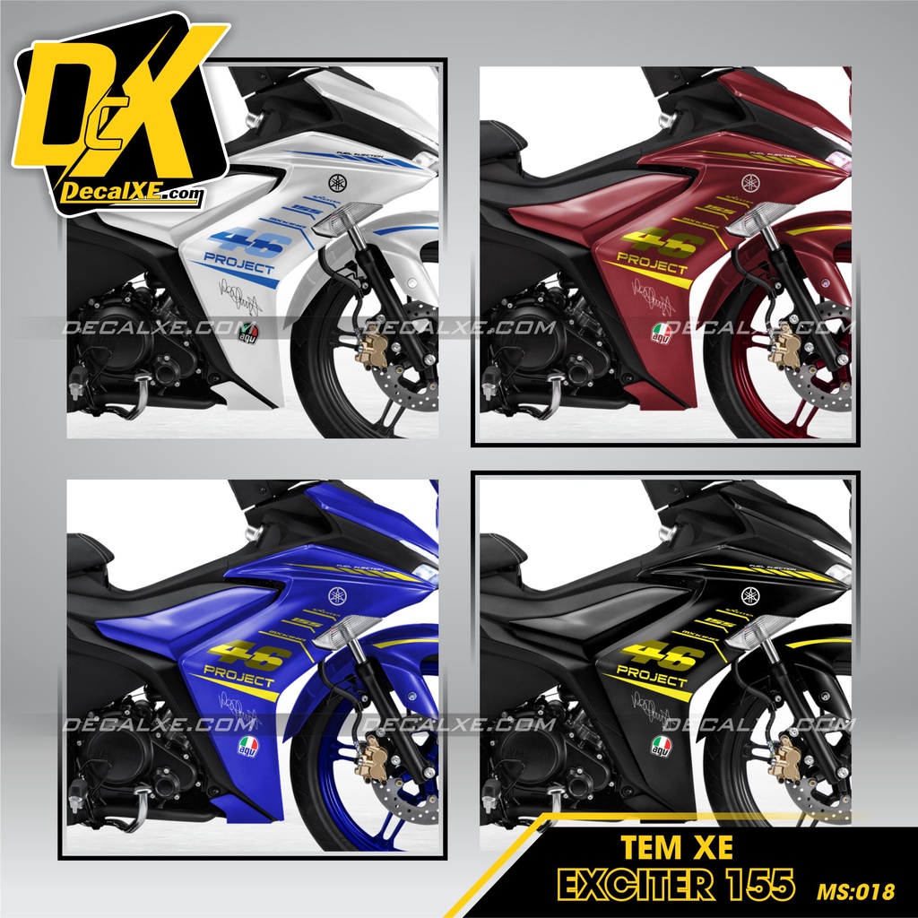 Tem Dán Xe Exciter 155 mẫu VR 46 - ROSSI  |Chất Liệu Decal Cao Cấp Chống Nước, Bền Màu, Cắt Khuôn Sẵn Dễ Dán | ex155-018