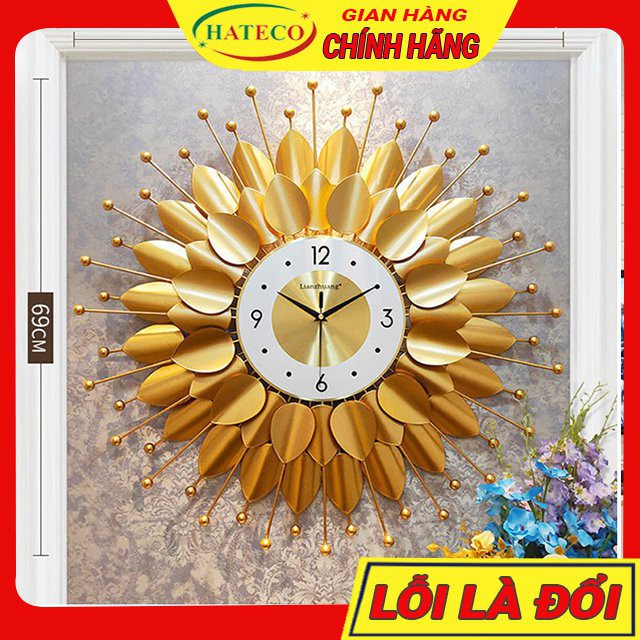 Đồng Hồ Treo Tường Trang Trí Phòng Khách Hoa Mặt Trời Vàng TT2015