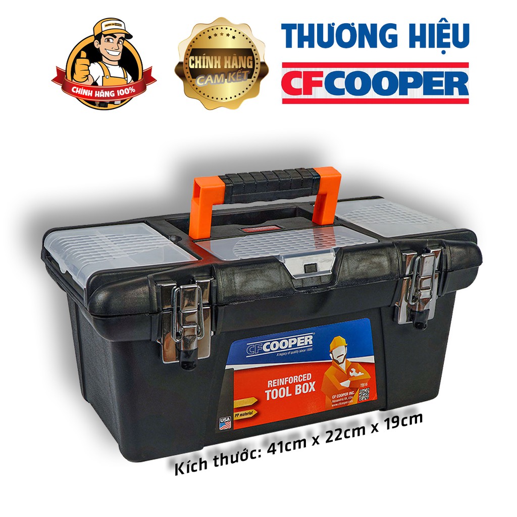 Thùng đồ nghề nhựa,Dụng cụ cầm tay,Hộp đựng 41 x 22 x 19cm 16in  CFCooper.