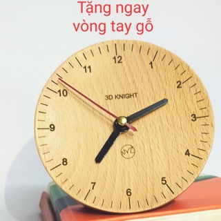 Đồng hồ để bàn 3D Knight vân gỗ decor trang trí góc làm việc  văn phòng có tặng kèm pin kích thước 12x12x4 cm gỗ beech