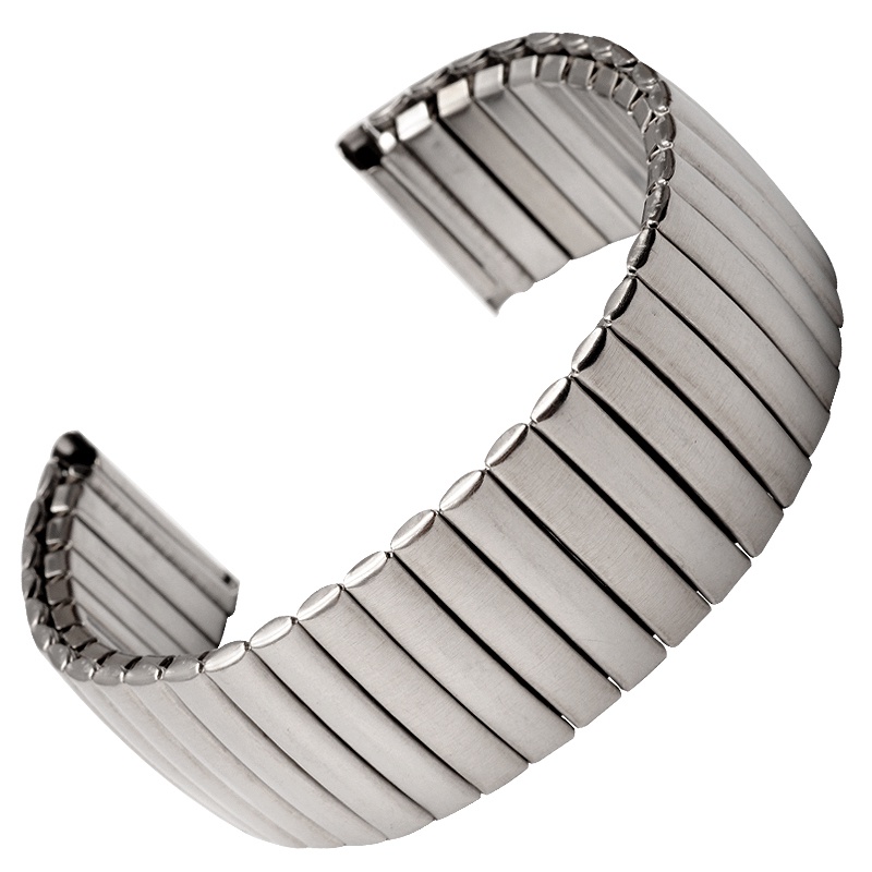 Dây Đeo Đồng Hồ Bằng Thép Không Gỉ Co Giãn Màu Bạc/Đen Bóng 20mm 22mm