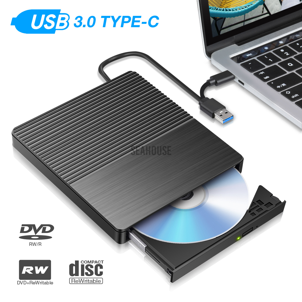 Bộ Đầu Đọc Đĩa Cd Dvd Usb 3.0 Hỗ Trợ Đọc Đĩa Cd / Dvd + / 8 / 7 / Xp / Linux