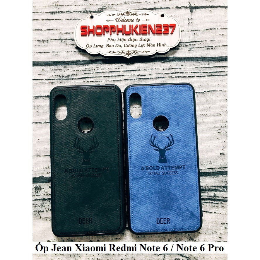 [Freeship toàn quốc từ 50k] Ốp Lưng Xiaomi Redmi Note 6 Pro Ốp Dẻo TPU Vải Jean Viền Chỉ Cao Cấp