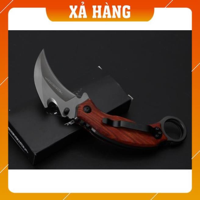 Dao Phượt Gấp karambit X52 Báng Gỗ