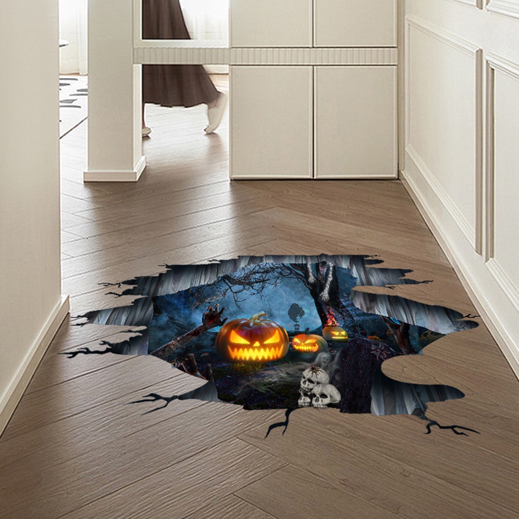 1 Set 2 Miếng Dán Sàn Nhà Hình Bàn Tay Gãy Trang Trí Halloween